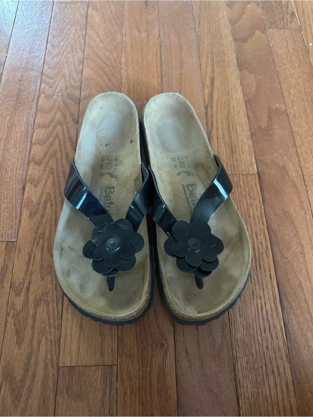 Black Betula Birkenstock Flower Flip Flop Sandals size 40